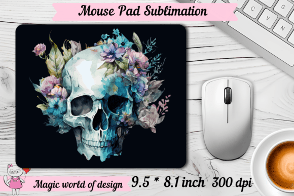 Download Skull with Flowers Mouse Pad Png - Premium Resources