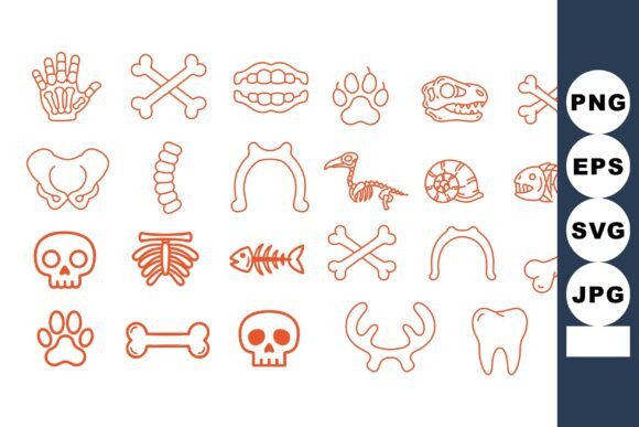 Download Orange Line Art Bone &amp; Skull Icons - Skull Collection