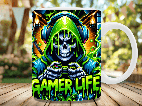Download Green Slime Gamer Life Skull Mug Wrap - Skull Collection