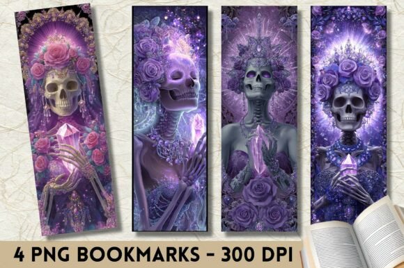 Download Gothic Skull Crystal Rose Dark Bookmark - Premium Resources