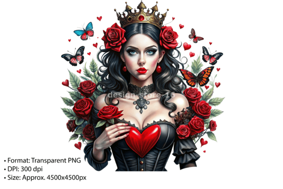 Download Queen of Hearts Gothic Illustration PNG - Gothic illustration Collection
