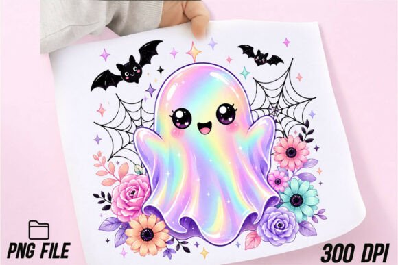 Download Cute Rainbow Ghost Halloween PNG - Halloween png Collection